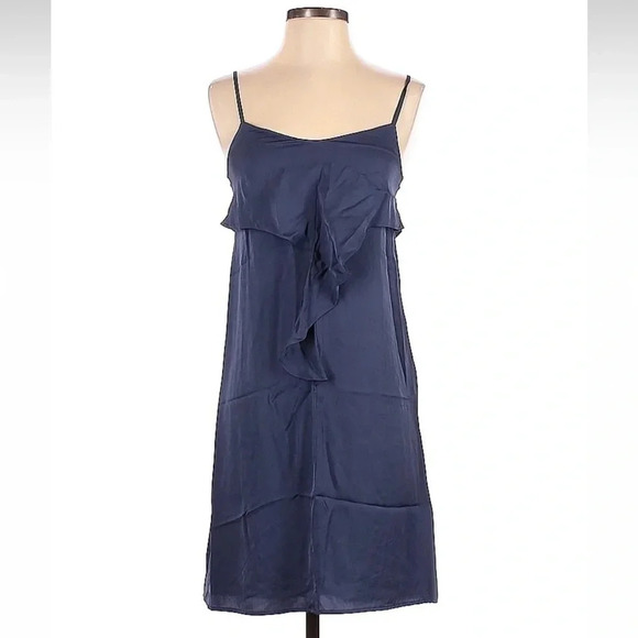 Theory Classic Chic Navy Blue Hekana 100% Silk Slip Party Cocktail Dress Size 0 - Picture 2 of 3